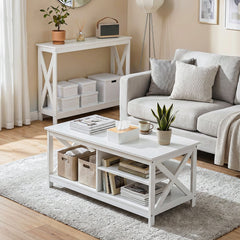 Artiss Console Table Entryway Hallway Display 2-Tier Narrow Sofa Table 100CM White