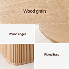 Artiss Modern Round Dining Table with Hidden Storage Base 80cm Natural Wood
