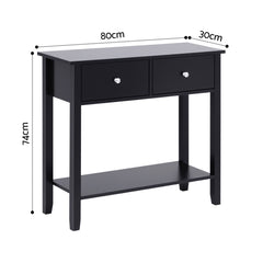Artiss Console Table Hallway Sofa Entryway Entrance 2 Drawers 80CM Black