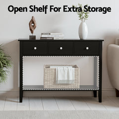 Artiss Console Table Hallway Sofa Entryway Entrance 3 Drawers 100CM Black