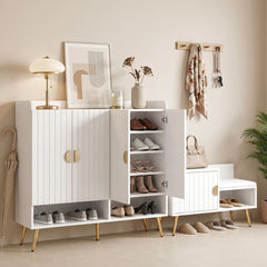 Artiss Shoe Cabinet Bench Set Adjustable Shelf Hallway Living Room White