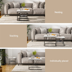 Artiss Nesting Coffee Table Set of 2 Marble Effect