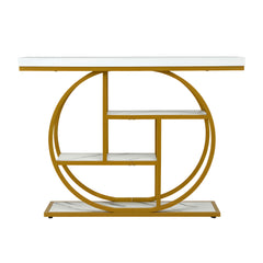 Artiss Console Table Marble Effect 4-Tier Shelves 105CM White&Gold