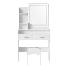 Artiss Dressing Table Set Stool Led White Doria