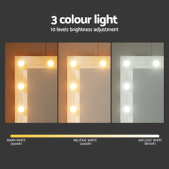 Artiss Dressing Table Vanity Desk Set Stool 10 Led Bulbs White