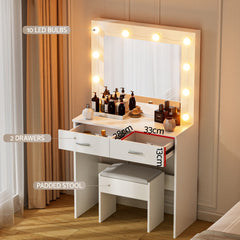 Artiss Dressing Table Vanity Desk Set Stool 10 Led Bulbs White