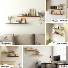 Artiss Floating Wall Shelf Set of 2 Wood 90CM