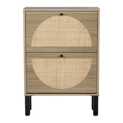 Artiss Shoe Rack Cabinet 2 Drawers Rattan 6 Pairs