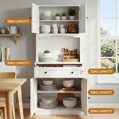 Artiss Buffet Sideboard Hutch Cabinet - BEINI White
