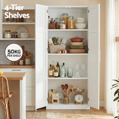Artiss 2x Buffet Sideboard Cabinet Pantry Hutch Kitchen Storage Organiser White