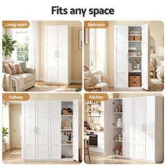 Artiss 2x Buffet Sideboard Cabinet Pantry Hutch Kitchen Storage Organiser White