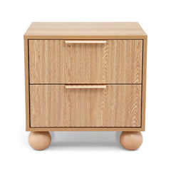 Artiss 2x Bedside Table Round Legs 2 Drawers Pine
