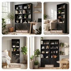 Artiss 6-Tier Bookshelf Display Cabinet Storage Black