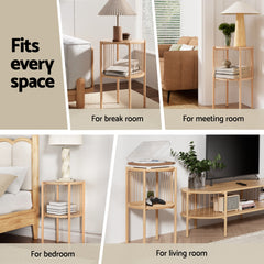 Artiss Coffee Table 2-Tier Round Wood