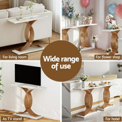 Artiss Console Table Marble Effect White&Gold