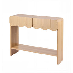 Artiss 2-Drawer Console Table, Scalloped Entryway Table with Safe Rounded Corners, 100 x 31 x 80 cm