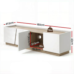 Artiss 180cm TV Unit Storage Cabinet Living Room White & Oak