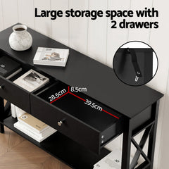 Artiss Console Table 2 Drawers 100CM Black