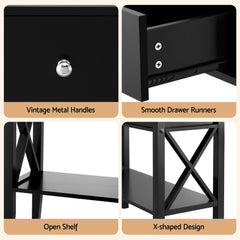 Artiss Console Table 2 Drawers 100CM Black