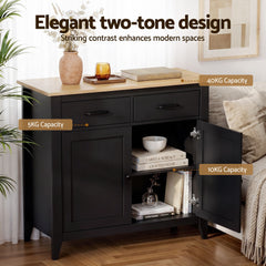 Artiss Buffet Sideboard Cabinet Kitchen Storage Cupboard Pantry 2 Drawers Black