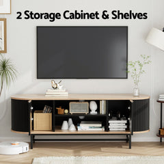 Artiss TV Unit & Coffee Table Set Storage Drawers Shelves Black Pine