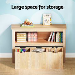 Keezi Kids Bookshelf 3 Drawers Storage Children Bookcase Toy Organiser Display Wooden