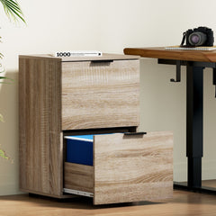 Artiss Filing Cabinet Files Storage Office Shelves File Organiser Oak 2 Drawer