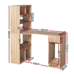 Artiss Computer Desk Bookshelf Drawer Cabinet Oak 120CM
