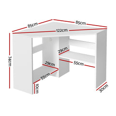 Artiss Corner Computer Desk Shelves CPU Stand L-shape Home Office Workstation Desks