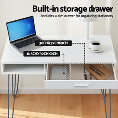 Artiss Computer Desk Drawer Cabinet Home Office Desks Workstation 100cm White
