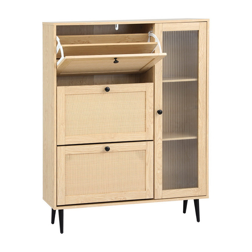 Artiss Shoe Rack Cabinet Flip-out Drawers Pine – Yarra Supply