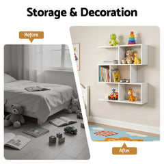 Artiss Floating Wall Shelf Bookshelf 3-Tier Display Storage Organiser White