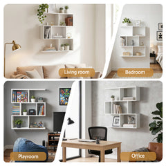 Artiss Floating Wall Shelf Bookshelf 3-Tier Display Storage Organiser White