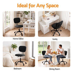 Artiss Office Desk & Chair Set 120cm Computer Desk with 3 Drawers & Open Shelves, Ergonomic Armless Office Chair with Wheels, Height Adjustable for Home Office Study