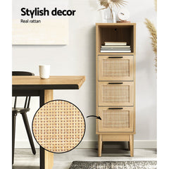 Artiss 3 Chest of Drawers with Shelf - BRIONY Oak