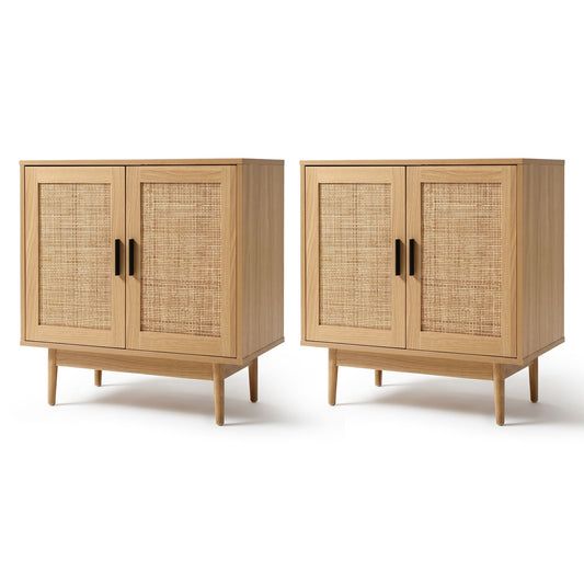 Artiss 2x Buffet Sideboard Cabinet Rattan Cupboard 2 Doors Storage Pantry BRIONY