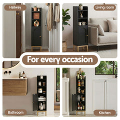 Artiss 2X Bathroom Storage Cabinet Floor Organizer Toilet Corner Adjustable Black
