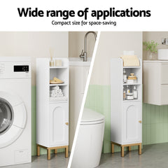 Artiss Bathroom Storage Cabinet Floor Organizer Toilet Corner Adjustable Shelf with Door White