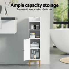 Artiss 2X Bathroom Storage Cabinet Floor Organizer Toilet Corner Adjustable Shelf with Door White