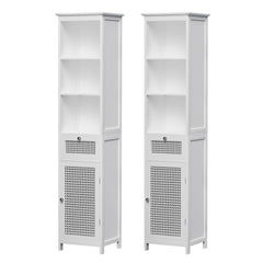 Artiss Bathroom Cabinet Storage X2 White Rattan 161cm