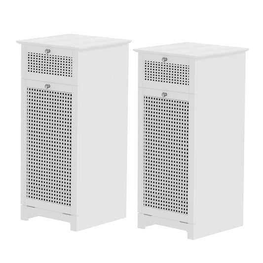 Artiss 2X Laundry Hamper Cabinet Bathroom Storage White Rattan