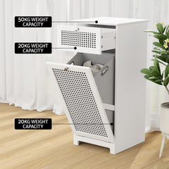 Artiss 2X Laundry Hamper Cabinet Bathroom Storage White Rattan