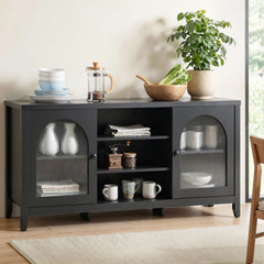 Artiss Buffet Sideboard Shelves Double Doors - Black