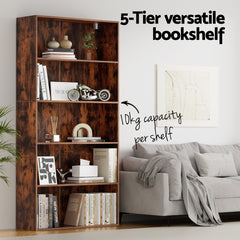 Artiss Bookshelf 5 Tiers Walnut