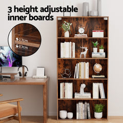 Artiss Bookshelf 5 Tiers Walnut