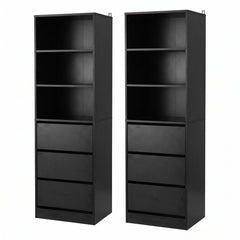 Artiss 2x Chest of 3 Drawers Tallboy Cabinet Black