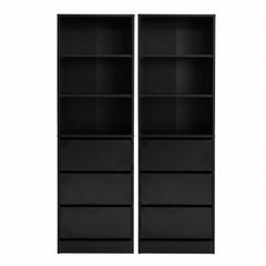 Artiss 2x Chest of 3 Drawers Tallboy Cabinet Black