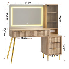 Artiss Dressing Table LED Vanity Desk Charging Station Wood