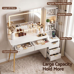 Artiss Dressing Table LED Vanity Desk Charging Station White