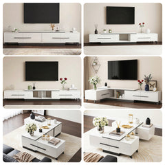 Artiss Extendable TV Cabinet Entertainment Unit Stand White